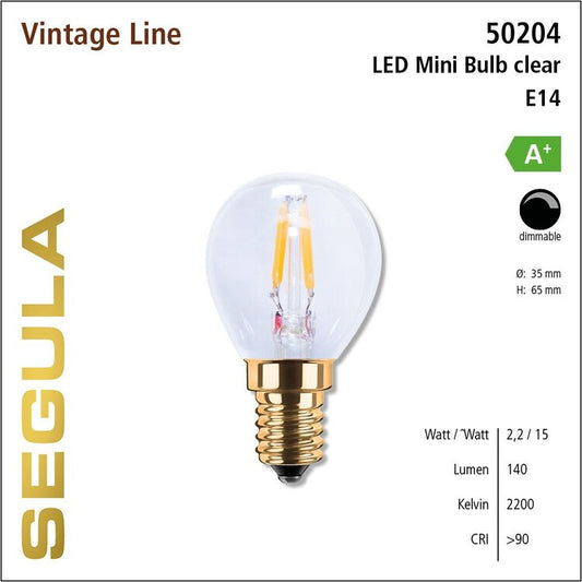 Segula 50204 LED Bulb clear CRI>90 2200K E14 160 lm